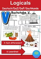 Vorschau - Spiele - Buchstabe V Leserätsel - Lesen, schneiden, kleben - DaZ/DaF, Deutsch, Sachunterricht - Deckblatt