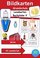 Vorschau - Spiele - Lesekarten/Bildkarten Buchstabe V mittelschwer - DaZ/DaF, Deutsch (Grundschule) - Deckblatt