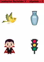 Vorschau - Spiele - Lesekarten/Bildkarten Buchstabe V mittelschwer - DaZ/DaF, Deutsch (Grundschule) - Seite 1