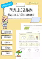 Vorschau - Arbeitsblätter - PARALLELOGRAMM: Umfang & Flächeninhalt (Arbeitsblatt) - Deckblatt