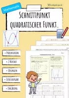 Vorschau - Arbeitsblätter - Schnittpunkte QUADRATISCHER FUNKTIONEN (Arbeitsblatt) - Deckblatt