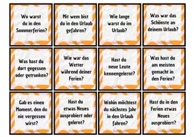 Voorbeeld - Spreekvaardigheid kaartjes Duits - Meine Sommerferien - Pagina 1