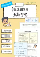 Vorschau - Arbeitsblätter - QUADRATISCHE ERGÄNZUNG - Scheitelpunktform (Arbeitsblatt) - Deckblatt