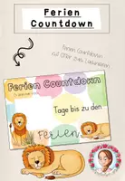 Vorschau - Poster - Sommerferien Countdown Grundschule | Klassentier Löwe / Löwenklasse - Deckblatt