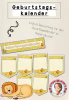Vorschau - Poster - Geburtstagskalender Grundschule | Klassentier Löwe / Löwenklasse - Deckblatt