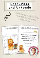 Vorschau - Mal- und Bastelvorlagen - Lesepass und Urkunde Grundschule | Klassentier Löwe / Löwenklasse - Deckblatt