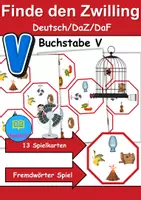 Vorschau - Spiele - Finde den Zwilling Buchstabe V - DaZ/DaF, Deutsch (Grundschule) Kartenspiel - Deckblatt