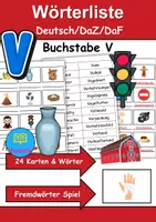 Vorschau - Mal- und Bastelvorlagen - Wörterliste Buchstabe V - DaZ/DaF, Deutsch (Grundschule) Kartenspiel - Deckblatt