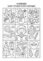Aperçu - Apprentissages en autonomie - 14 poésies avec coloriages et illustrations en couleur - Page de couverture