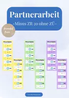 Vorschau - Spiele - Partnerarbeit: Minusaufgaben ZR 20 mit ZÜ (Klasse 1) - Deckblatt