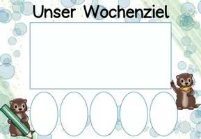 Vorschau - Poster - Ziel der Woche Karten Grundschule – Wochenziel mit Klassentier Otter | Growth Mindset Reflexion - Seite 1