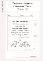 Vorschau - Arbeitsblätter - Textsorten erkennen und erarbeiten: Literarische Texte (Klasse 1/2) - Deckblatt