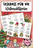 Vorschau - Mal- und Bastelvorlagen - Lesepass (zum Falten) für die Weihnachtsferien - Deckblatt