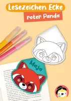 Vorschau - Mal- und Bastelvorlagen - Lesezeichen Ecke – roter Panda - Deckblatt