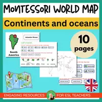 Vista previa - Hojas de trabajo - Montessori world map and continents | flashcards - Portada