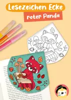 Vorschau - Mal- und Bastelvorlagen - Lesezeichen Ecke – roter Panda mit Herbstmotiven - Deckblatt