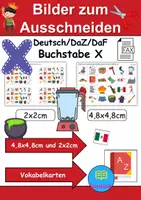 Vorschau - Arbeitsblätter - Vokabelbilder Buchstabe X - Bilder zum ausschneiden (Klasse 1 und 2) - Deckblatt