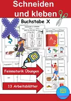 Vorschau - Arbeitsblätter - Ausschneiden und kleben Buchstabe X - Wortschatz basteln Feinmotorik (Grundschule) - Deckblatt