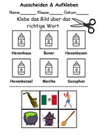 Vorschau - Arbeitsblätter - Ausschneiden und kleben Buchstabe X - Wortschatz basteln Feinmotorik (Grundschule) - Seite 1