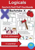 Vorschau - Spiele - Buchstabe X Leserätsel - Lesen, schneiden, kleben - DaZ/DaF, Deutsch, Sachunterricht - Deckblatt