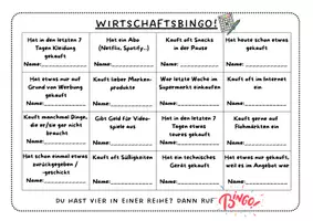 Vorschau - Spiele - Wirtschaftsbingo! Konsumentscheidungen Jugendlicher - Deckblatt