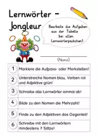 Vorschau - Arbeitsblätter - Lernwörter - Jongleur - Heft zum Üben des Grundwortschatzes - Deckblatt