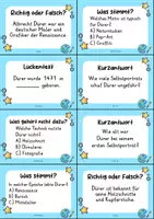 Vorschau - Quiz - Albrecht Dürer Quizkarten - 24 Quizkärtchen | Quiz | Kunst - Seite 1