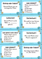 Vorschau - Quiz - Edvard Munch Quizkarten - 24 Quizkärtchen | Quiz | Kunst - Seite 1