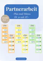 Vorschau - Spiele - Partnerarbeit: Plus- und Minusaufgaben ZR 20 mit ZÜ (Klasse 1) - Deckblatt