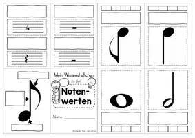 Vorschau - Arbeitsblätter - Wissensheftchen Notenwerte Musik Grundschule (Klasse 2–4) – Miniheft zu Viertelnote, Achtelnote & Pausen - Seite 1