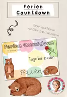 Vorschau - Poster - Sommerferien Countdown Grundschule | Klassentier Bär / Bärenklasse - Deckblatt