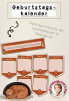 Vorschau - Poster - Geburtstagskalender Grundschule | Klassentier Bär / Bärenklasse - Deckblatt
