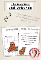 Vorschau - Mal- und Bastelvorlagen - Lesepass und Urkunde Grundschule | Klassentier Bär / Bärenklasse - Deckblatt