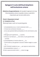 anteprima - Schede informative - Spiegare il ruolo dell'Australopiteco nell'evoluzione umana - Pagina 1