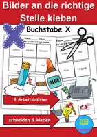 Vorschau - Arbeitsblätter - Bilder an die richtige Stelle kleben Thema Buchstabe X - DaZ/DaF, Deutsch (Wortschatz) - Deckblatt