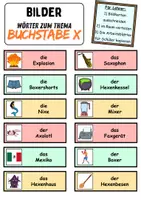 Vorschau - Mal- und Bastelvorlagen - Vokabelzettel/Bildkarten Thema Buchstabe X - DaZ/DaF, Deutsch (Wortschatz) - Seite 2