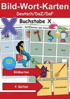 Vorschau - Mal- und Bastelvorlagen - Bild-Wort-Karten Thema Buchstabe X - DaZ/DaF, Deutsch (Wortschatz) - Deckblatt