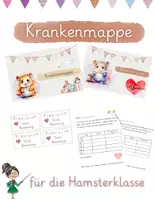 Vorschau - Mal- und Bastelvorlagen - Krankenmappe / Krankenpost für die Hamsterklasse - Druckschrift - Deckblatt