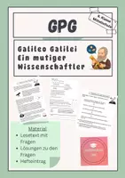 Vorschau - Arbeitsblätter - Galileo Galilei - Ein mutiger Wissenschaftler (Lesetext + Hefteintrag) - Deckblatt