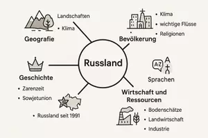 Vorschau - Arbeitsblätter - Arbeitsblatt "Russland" + Onlineübung & MP3 + Mindmap + Infografiken - Seite 1