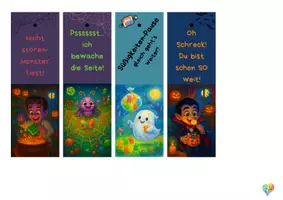 Vorschau - Mal- und Bastelvorlagen - Lesezeichen Halloween - Seite 1