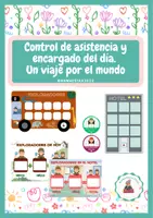 Vista previa - Decoración del aula - Control de asistencia y encargado del día. Un viaje por el mundo - Portada