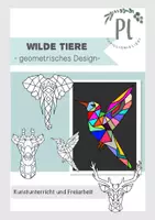 Vorschau - Arbeitsblätter - Wilde Tiere: Geometrische Figuren für Vertretung im Kunstunterricht - Deckblatt