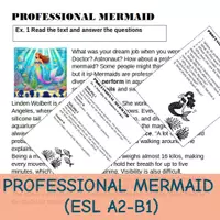 Vorschau - Arbeitsblätter - Professional Mermaid – Englisch Lesetext mit Aufgaben A2–B1 - Deckblatt