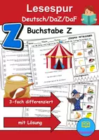 Vorschau - Spiele - Lesespur / Leserätsel Thema Buchstabe Z - DaZ/DaF, Deutsch - Deckblatt