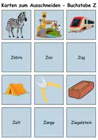 Vorschau - Spiele - Bild-Wort-Karten Thema Buchstabe Z - DaZ/DaF, Deutsch (Wortschatz) - Seite 1