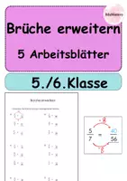 Vorschau - Arbeitsblätter - Brüche erweitern 5 Arbeitsblätter | Mathematik 5./6. Klasse | Übungsmaterial & Testvorbereitung - Deckblatt