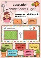 Vorschau - Spiele - Lesespiel: Wahrheit oder Lüge mit Lösungen, ab Klasse 2 - Deckblatt