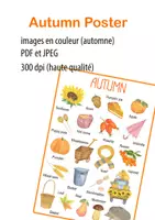 Aperçu - Affichage - Affichage: Automne, Affiche éducative d’automne – vocabulaire anglais pour enfants - Page de couverture