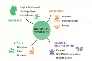 Vorschau - Arbeitsblätter - Arbeitsblatt "Nordrhein-Westfalen" + Onlineübung & MP3 + Mindmap + Infografik - Seite 3